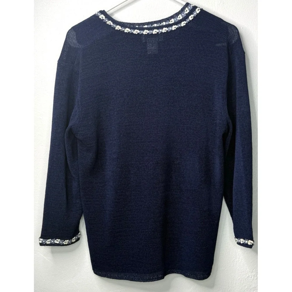 Vintage Jacobson's 2PC Sweater Set M Navy Sequin Cardigan Tank Top -3465